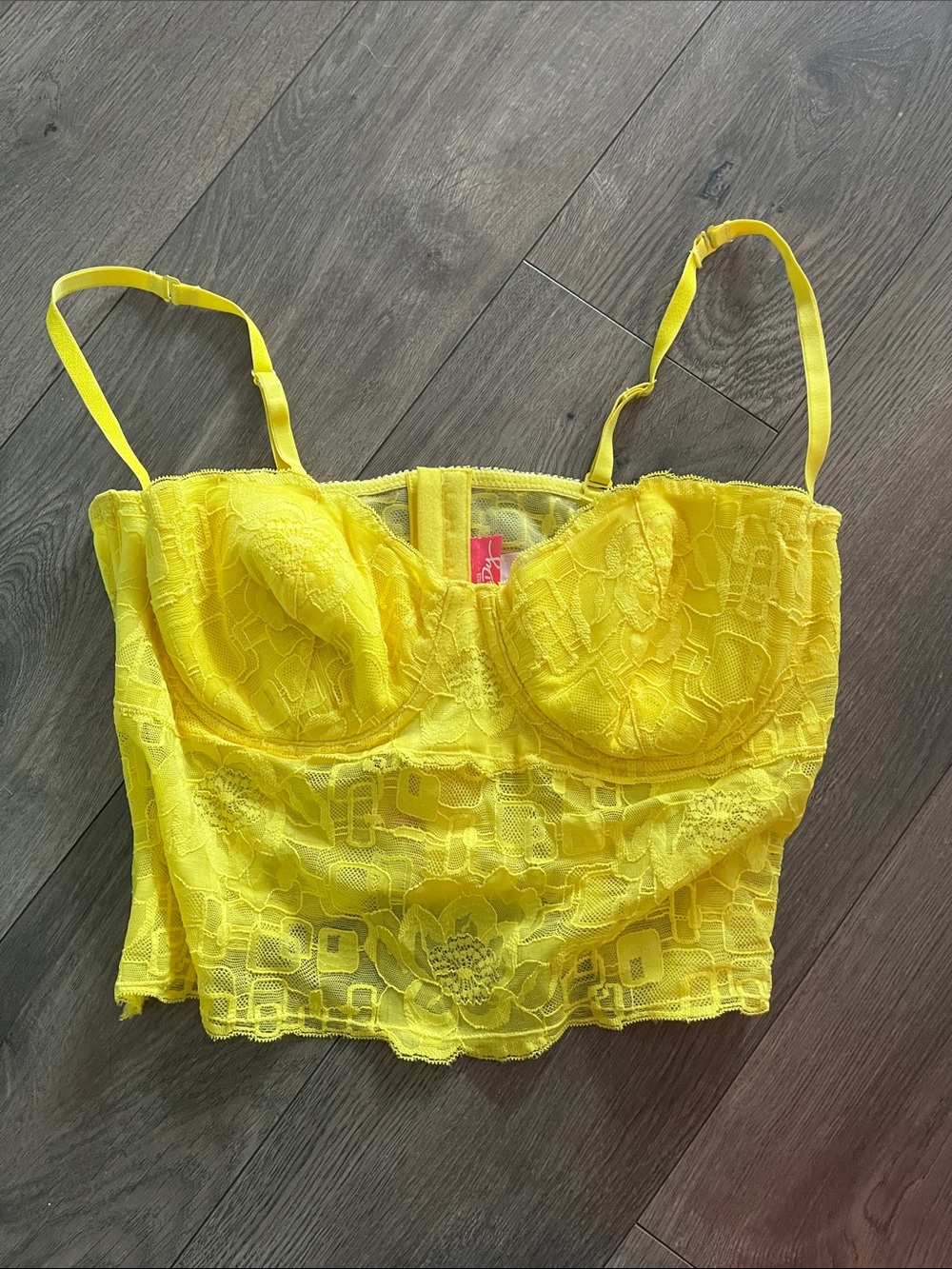 La Senza Candy Yellow Lace Bustier Top Size L